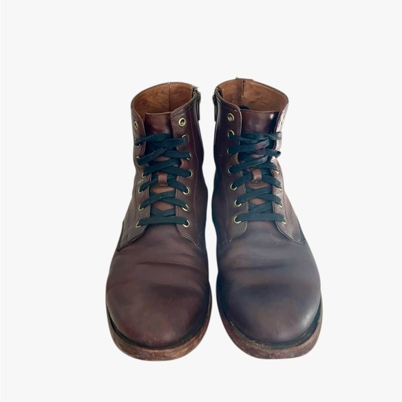 Frye Men's Bowery Lace-Up Side-Zip Boots - Size 9.5 - Brown Antiqued Leather - Picture 11 of 16